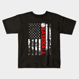 American Flag Baseball Team Gift Kids T-Shirt